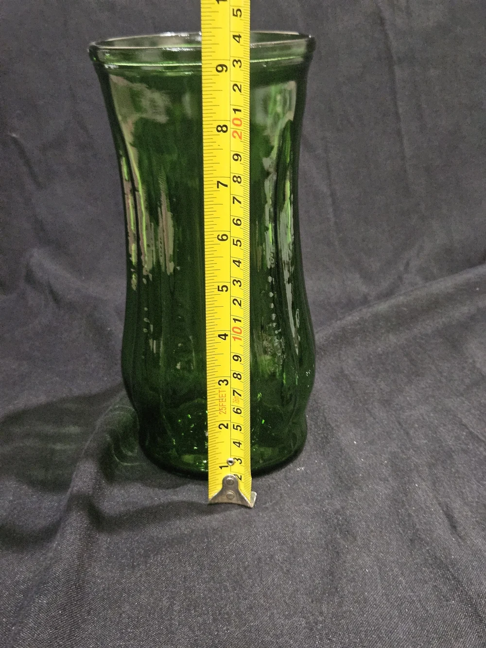 Vintage PGC Portland Glass Co Forest Green Ribbed Bud Vase 9